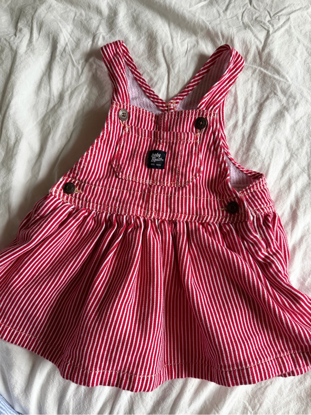 Baby b’gosh Red and White Striped Overall Dress